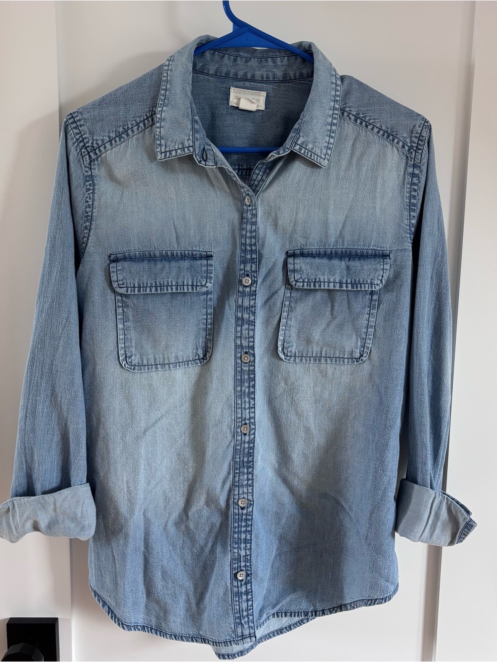 Light Blue Denim Button-Front Women’s Shirt